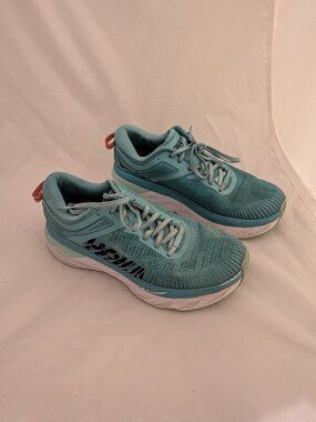 Hoka One One Bondi 7 Womens Size 9 Green Teal Running Walking Gym Comfort